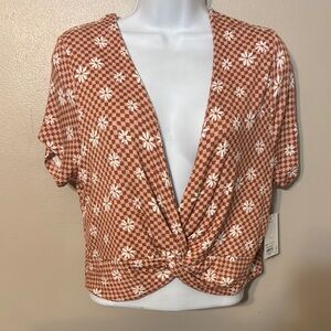 NWT Women So Brown Checkered Top size XXL